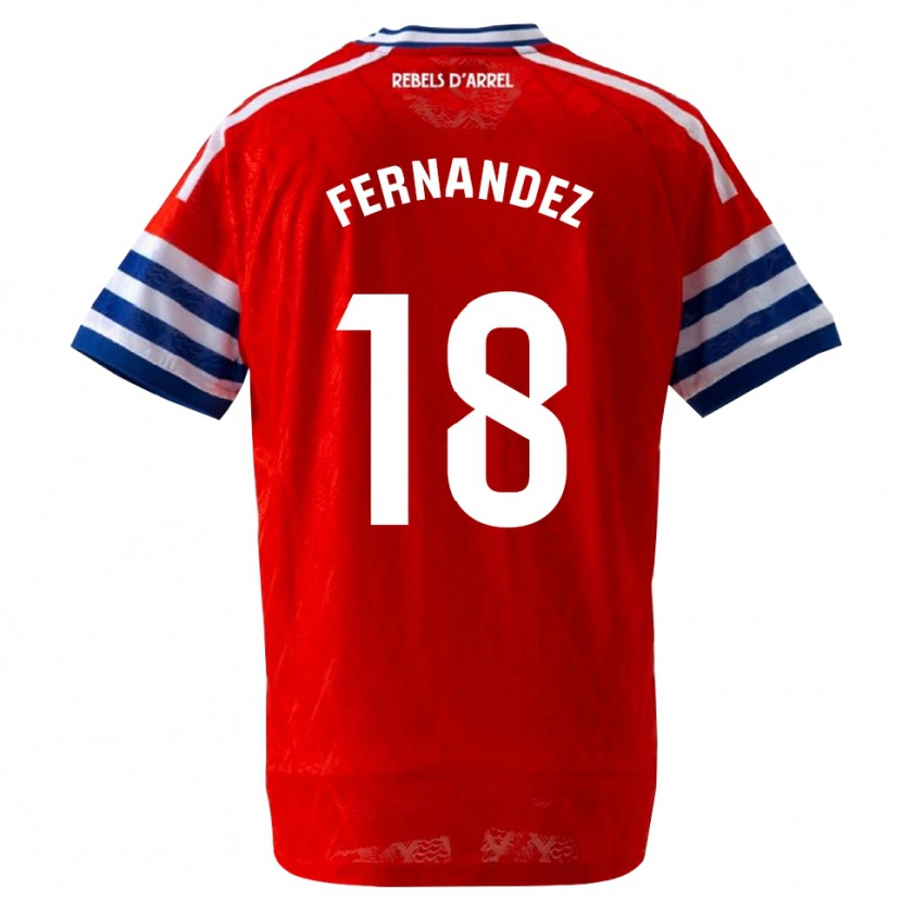 Danxen Kinderen Marcos Fernández #18 Koninklijk Blauw Rood Uitshirt Uittenue 2026/27 T-Shirt België