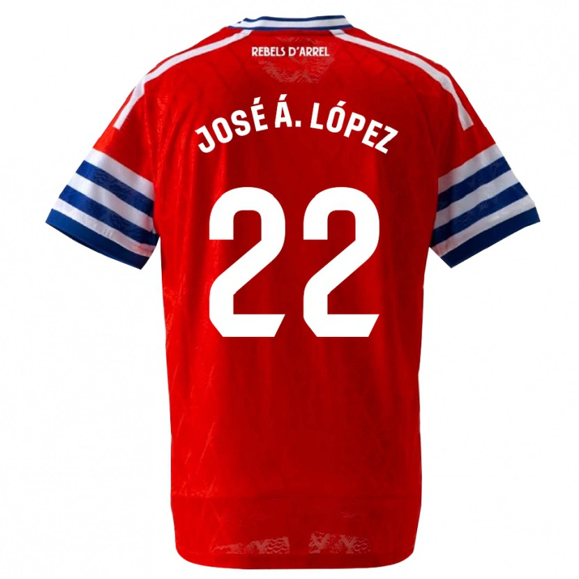Danxen Kinderen José Ángel López #22 Koninklijk Blauw Rood Uitshirt Uittenue 2026/27 T-Shirt België