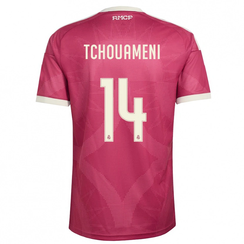 Danxen Kinderen Aurélien Tchouaméni #14 Bleek Violet Rood Wit Thuisshirt Derde Tenue 2026/27 T-Shirt België