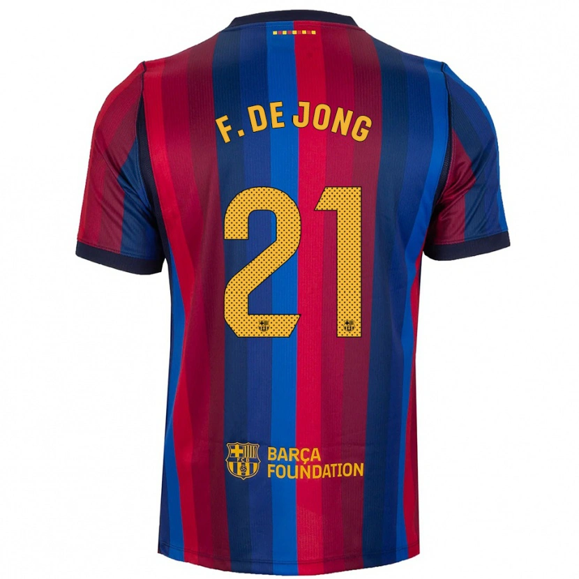 Danxen Heren Frenkie De Jong #21 Koninklijk Blauw Rood Geel Thuisshirt Thuistenue 2026/27 T-Shirt België