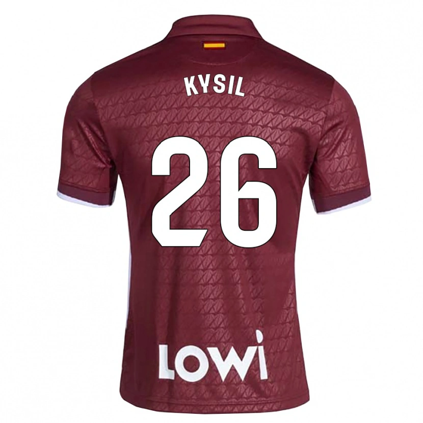 Danxen Heren Vladyslav Kysil #26 Donkerrood Wit Uitshirt Uittenue 2026/27 T-Shirt België