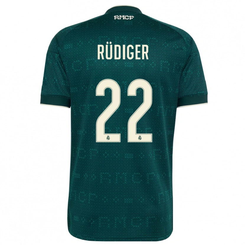 Danxen Heren Antonio Rüdiger #22 Donker Leigrijs Wit Uitshirt Uittenue 2026/27 T-Shirt België