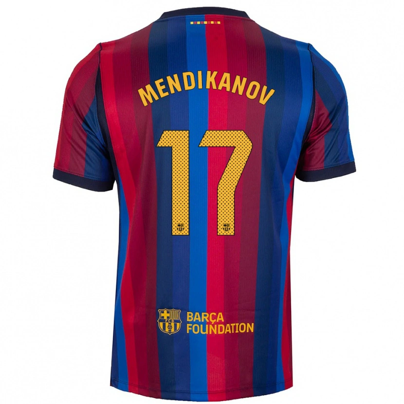 Danxen Dames Karim Mendikanov #17 Koninklijk Blauw Rood Geel Thuisshirt Thuistenue 2026/27 T-Shirt België