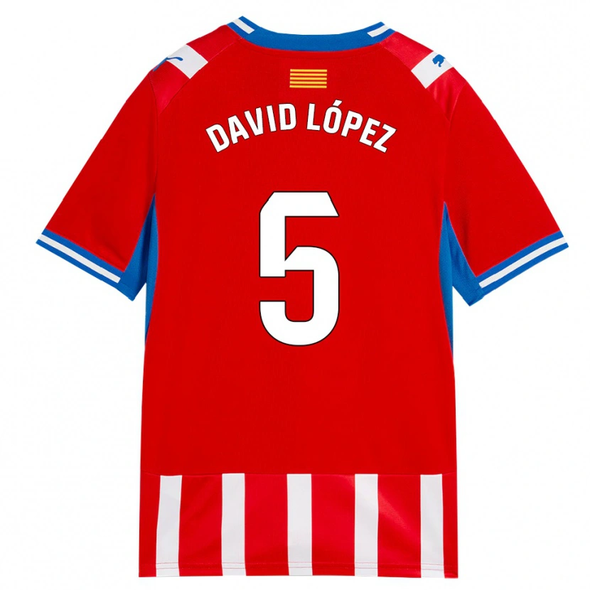 Danxen Dames David López #5 Rood Wit Hemelsblauw Thuisshirt Thuistenue 2026/27 T-Shirt België