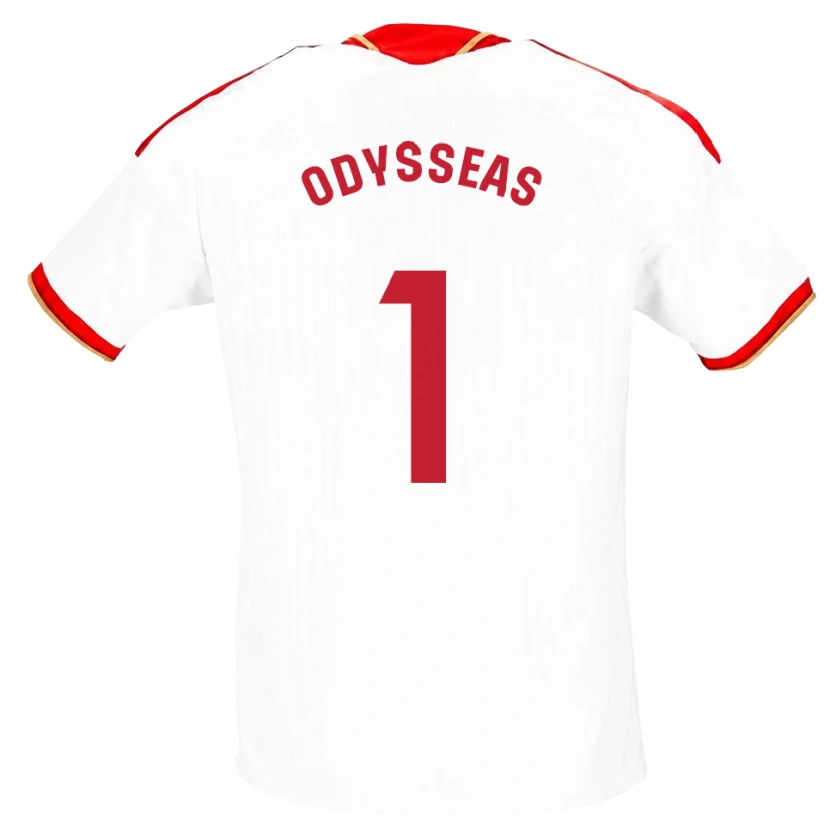 Danxen Dames Odysseas Vlachodimos #1 Wit Rood Thuisshirt Thuistenue 2026/27 T-Shirt België