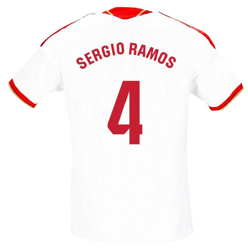 Danxen Dames Sergio Ramos #4 Wit Rood Thuisshirt Thuistenue 2026/27 T-Shirt België