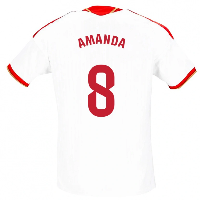 Danxen Dames Amanda Sampedro Bustos #8 Wit Rood Thuisshirt Thuistenue 2026/27 T-Shirt België
