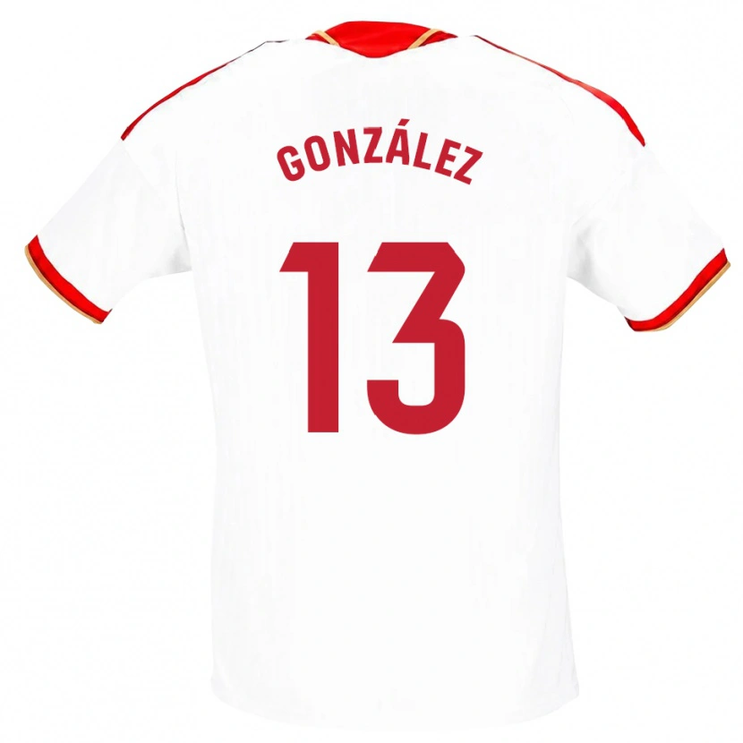 Danxen Dames Fran González #13 Wit Rood Thuisshirt Thuistenue 2026/27 T-Shirt België