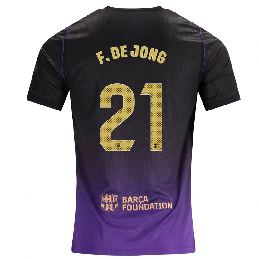 Danxen Dames Frenkie De Jong #21 Paars Geel Zwart Uitshirt Uittenue 2026/27 T-Shirt België