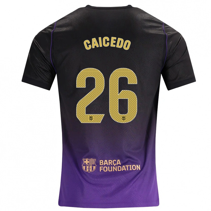 Danxen Dames Josué Caicedo #26 Paars Geel Zwart Uitshirt Uittenue 2026/27 T-Shirt België