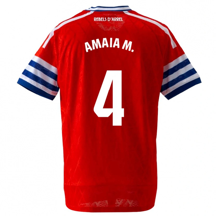 Danxen Dames Amaia Martínez De La Peña #4 Koninklijk Blauw Rood Uitshirt Uittenue 2026/27 T-Shirt België