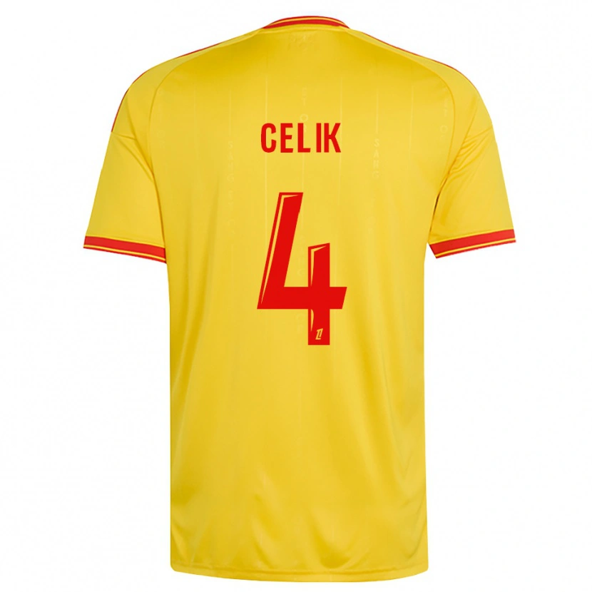 Danxen Kinderen Nidal Celik #4 Goud Oranje Rood Thuisshirt Thuistenue 2026/27 T-Shirt België