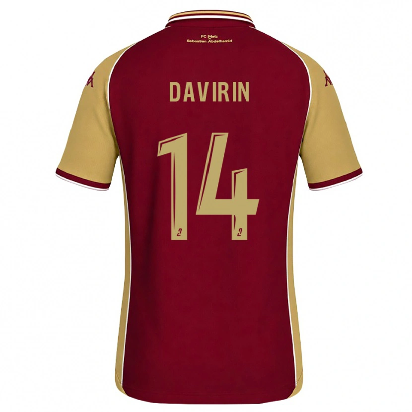 Danxen Kinderen Pierre-Alexandre Davirin #14 Goudenrood Donkerrood Thuisshirt Thuistenue 2026/27 T-Shirt België