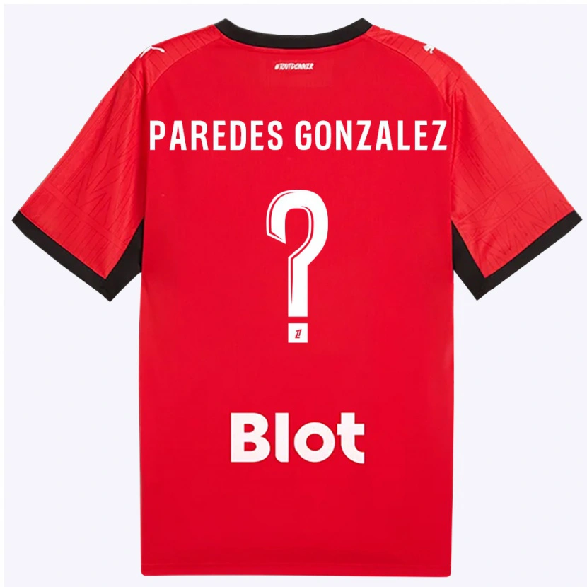 Danxen Kinderen Maxime Paredes Gonzalez #0 Rood Zwart Wit Thuisshirt Thuistenue 2026/27 T-Shirt België