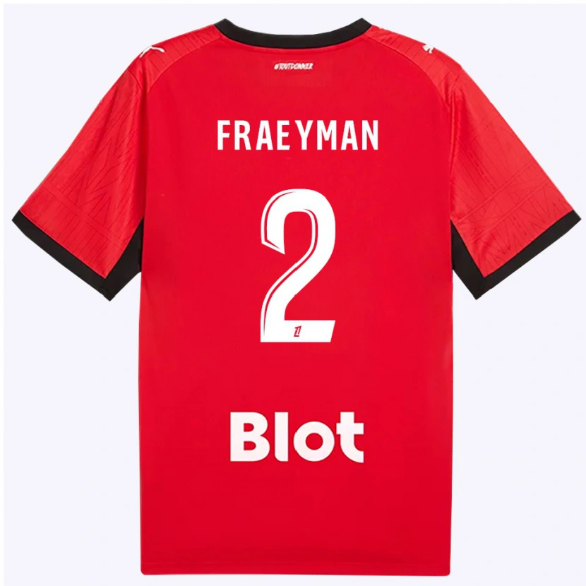 Danxen Kinderen Dorian Fraeyman #2 Rood Zwart Wit Thuisshirt Thuistenue 2026/27 T-Shirt België