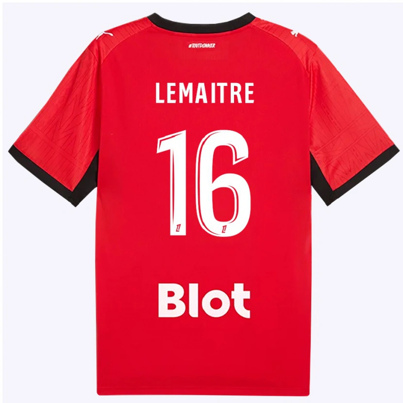 Danxen Kinderen Nicolas Lemaître #16 Rood Zwart Wit Thuisshirt Thuistenue 2026/27 T-Shirt België