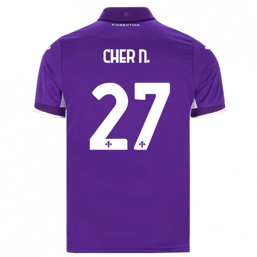 Danxen Kinderen Cher Ndour #27 Paars Wit Roze Thuisshirt Thuistenue 2026/27 T-Shirt België