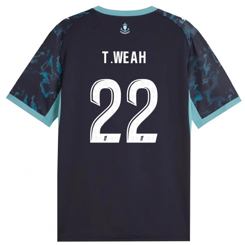 Danxen Kinderen Timothy Weah #22 Licht Turkoois Wit Zwart Uitshirt Uittenue 2026/27 T-Shirt België