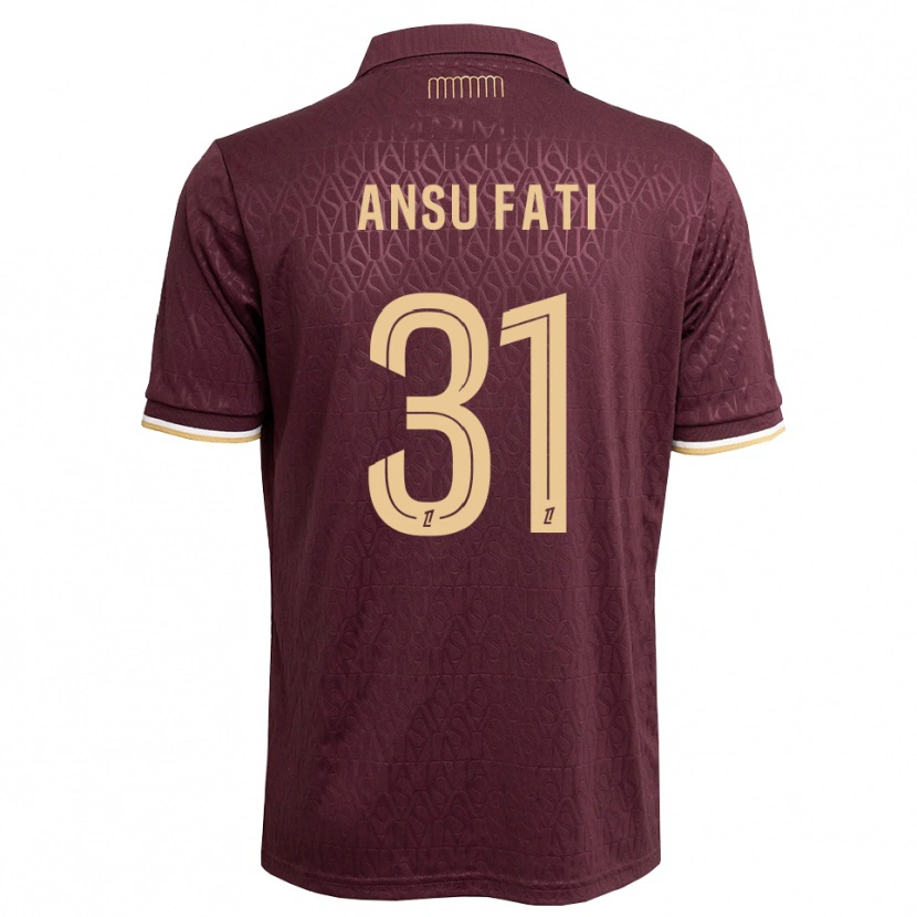 Danxen Kinderen Ansu Fati #31 Maroon Zandbruin Uitshirt Uittenue 2026/27 T-Shirt België