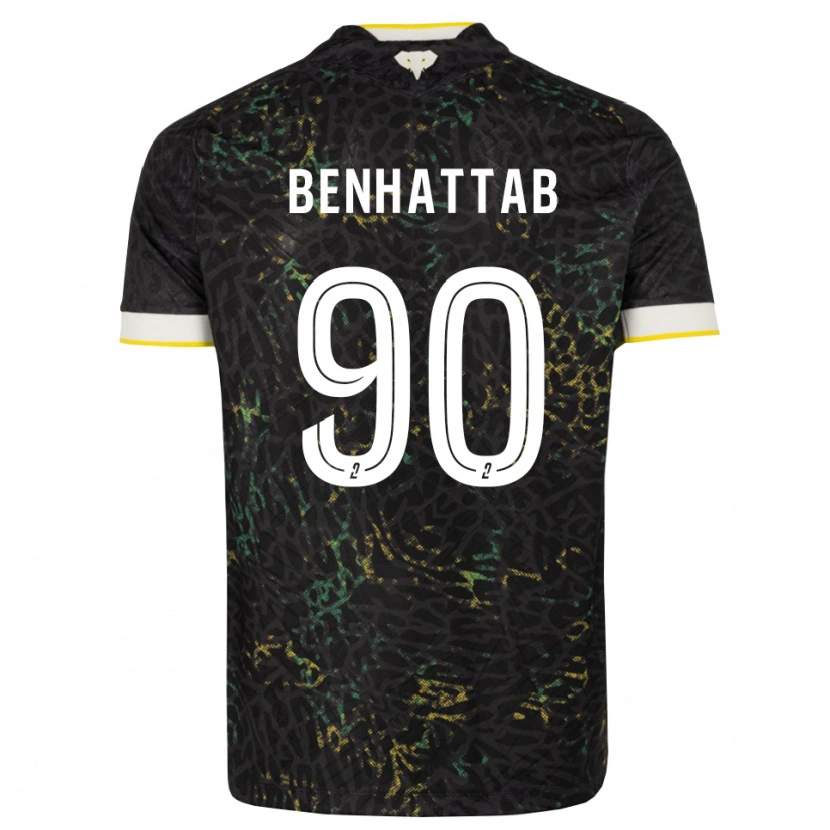 Danxen Kinderen Yassine Benhattab #90 Zwart Wit Geel Uitshirt Uittenue 2026/27 T-Shirt België