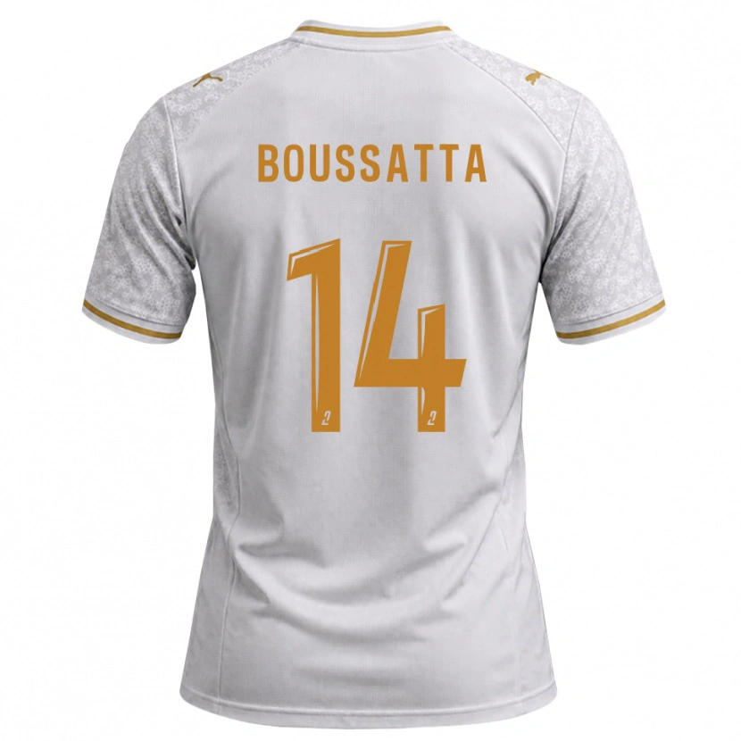 Danxen Kinderen Naïl Boussatta #14 Wit Grijs Goudenrood Uitshirt Uittenue 2026/27 T-Shirt België