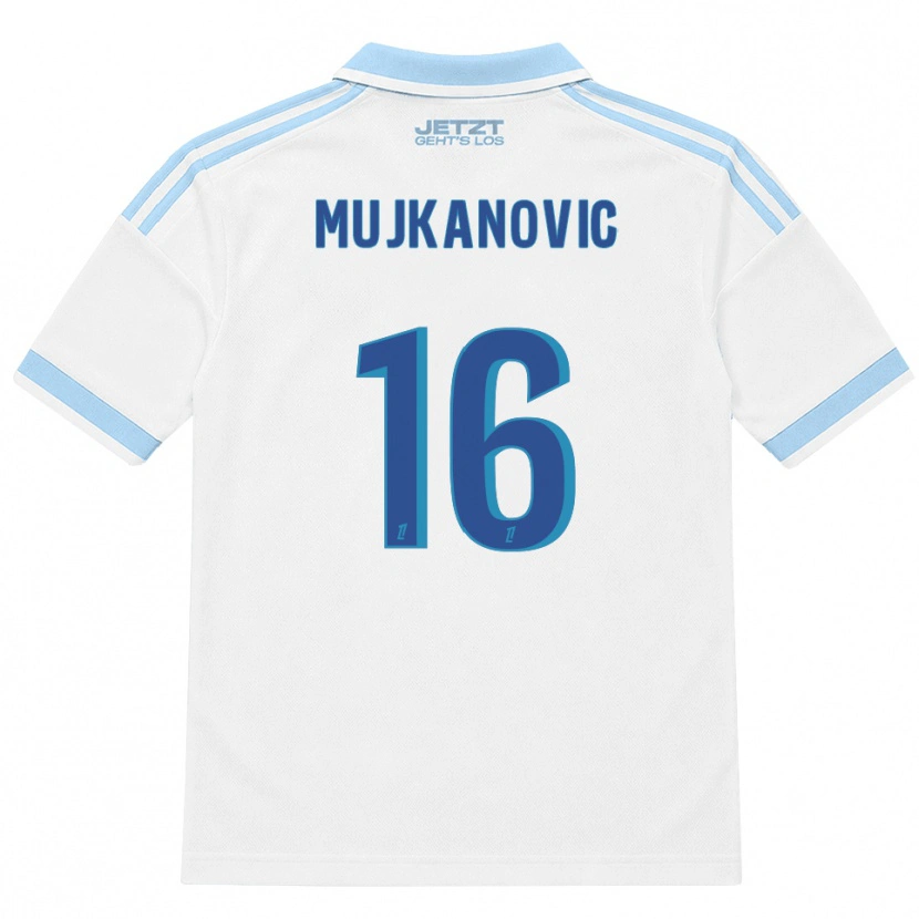 Danxen Kinderen Edin Mujkanovic #16 Licht Hemelsblauw Wit Rood Uitshirt Uittenue 2026/27 T-Shirt België