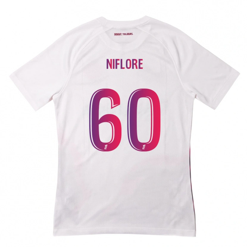 Danxen Kinderen Mathys Niflore #60 Wit Roze Paars Uitshirt Uittenue 2026/27 T-Shirt België