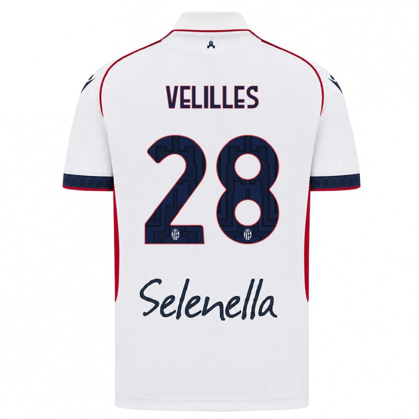 Danxen Kinderen Aarón Velilles #28 Wit Rood Koninklijk Blauw Uitshirt Uittenue 2026/27 T-Shirt België