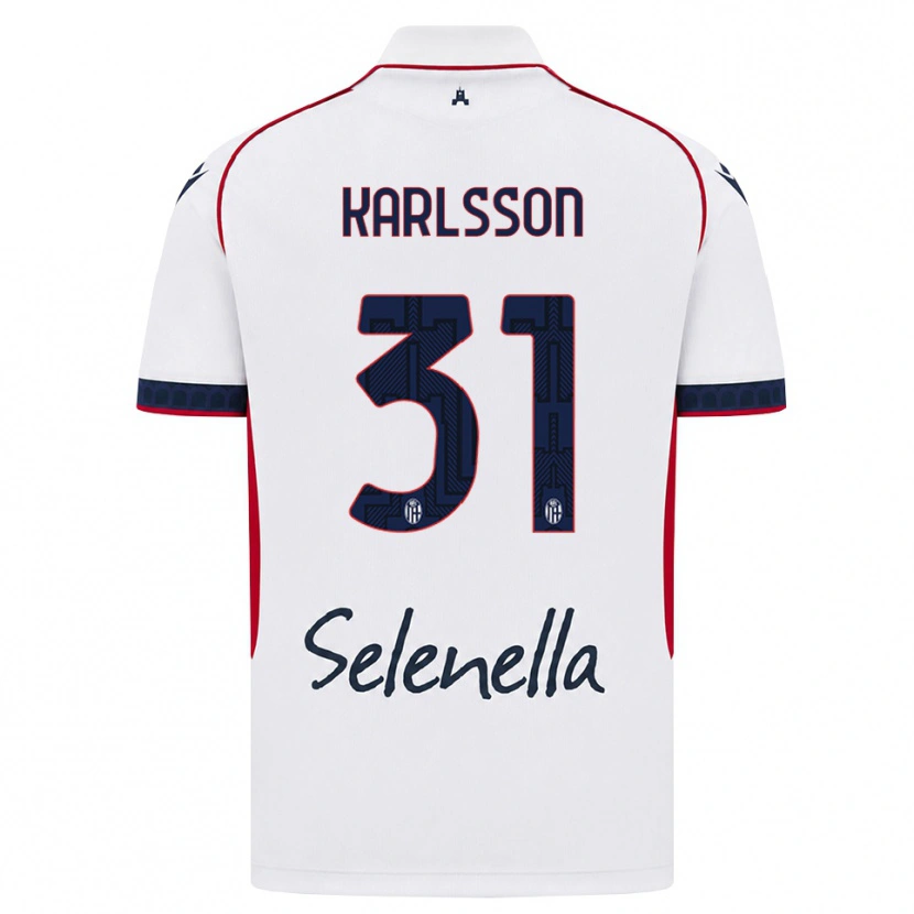 Danxen Kinderen Kazper Karlsson #31 Wit Rood Koninklijk Blauw Uitshirt Uittenue 2026/27 T-Shirt België