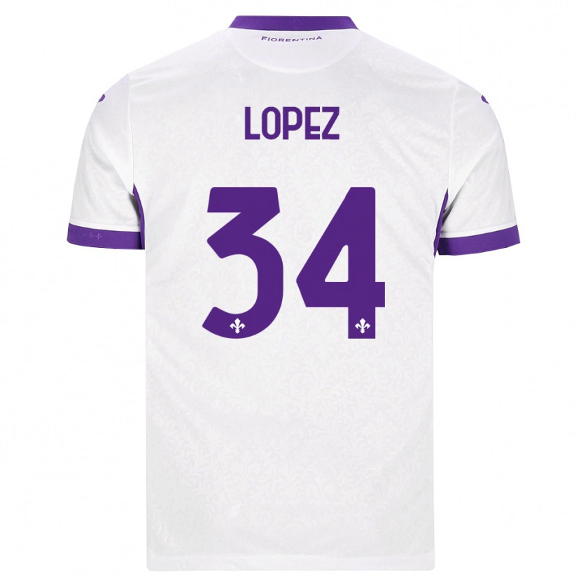 Danxen Kinderen Lucas López #34 Wit Paars Uitshirt Uittenue 2026/27 T-Shirt België