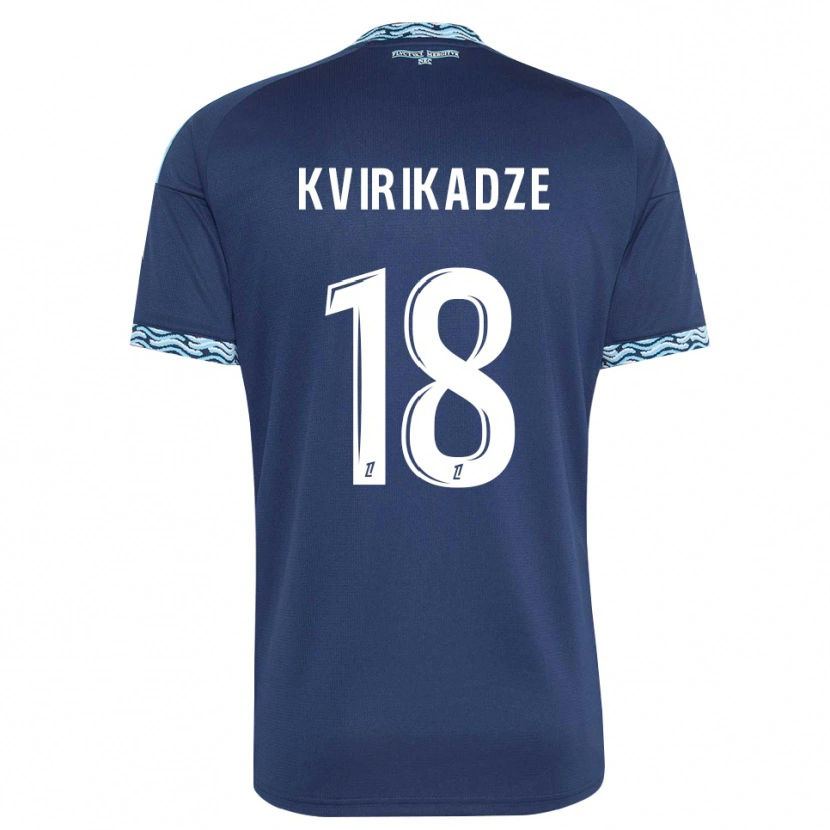 Danxen Heren Andria Kvirikadze #18 Staalblauw Wit Thuisshirt Thuistenue 2026/27 T-Shirt België