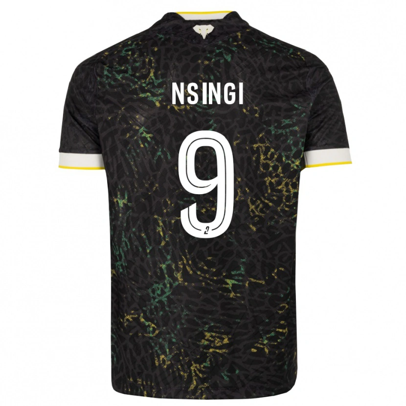 Danxen Heren Plamedi Nsingi #9 Zwart Wit Geel Uitshirt Uittenue 2026/27 T-Shirt België