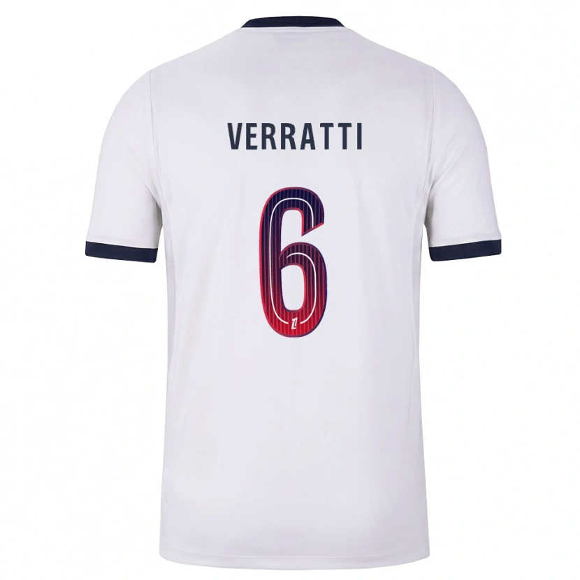 Danxen Heren Marco Verratti #6 Wit Zwart Rood Uitshirt Uittenue 2026/27 T-Shirt België