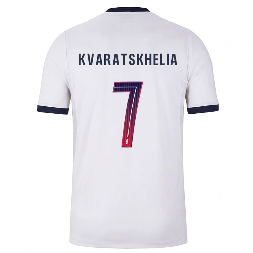 Danxen Heren Khvicha Kvaratskhelia #7 Wit Zwart Rood Uitshirt Uittenue 2026/27 T-Shirt België