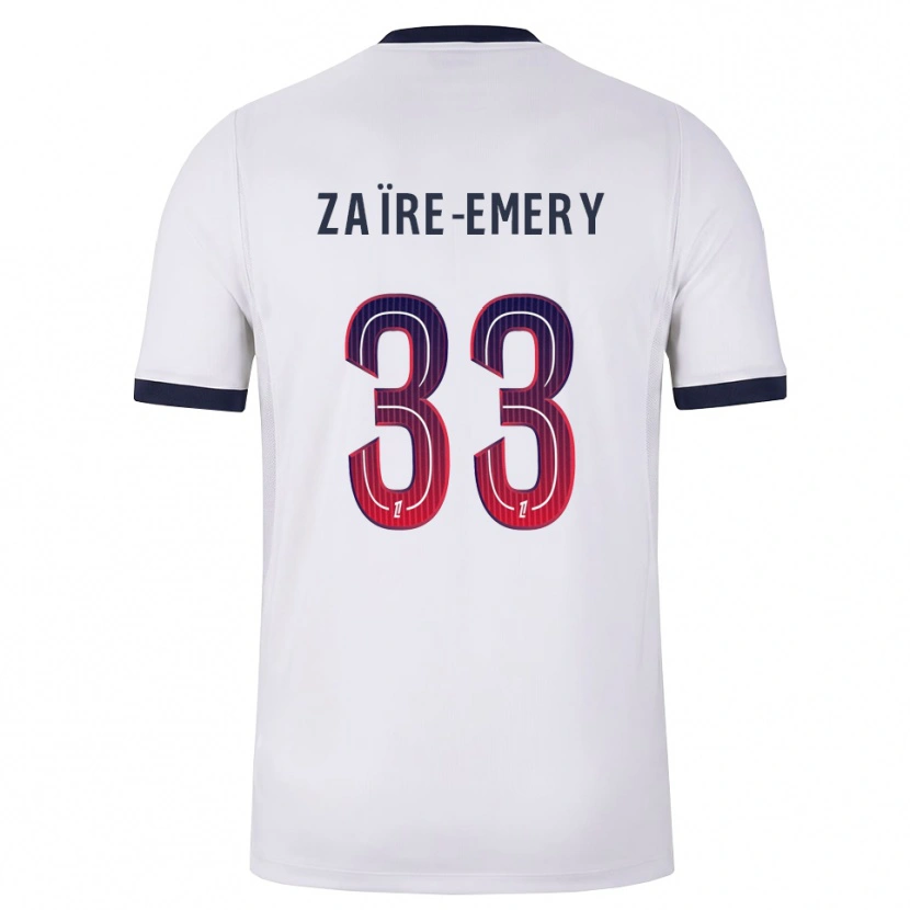 Danxen Heren Warren Zaïre-Emery #33 Wit Zwart Rood Uitshirt Uittenue 2026/27 T-Shirt België