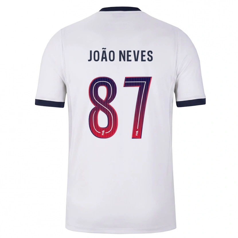 Danxen Heren João Neves #87 Wit Zwart Rood Uitshirt Uittenue 2026/27 T-Shirt België