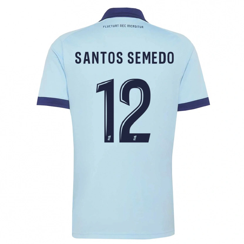 Danxen Heren Ilyes Dos Santos Semedo #12 Centaurieblauw Zwart Uitshirt Uittenue 2026/27 T-Shirt België