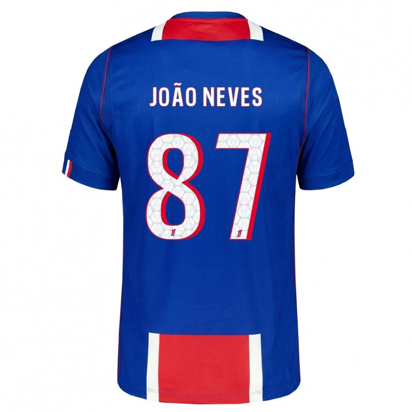 Danxen Dames João Neves #87 Rood Wit Blauw Thuisshirt Thuistenue 2026/27 T-Shirt België