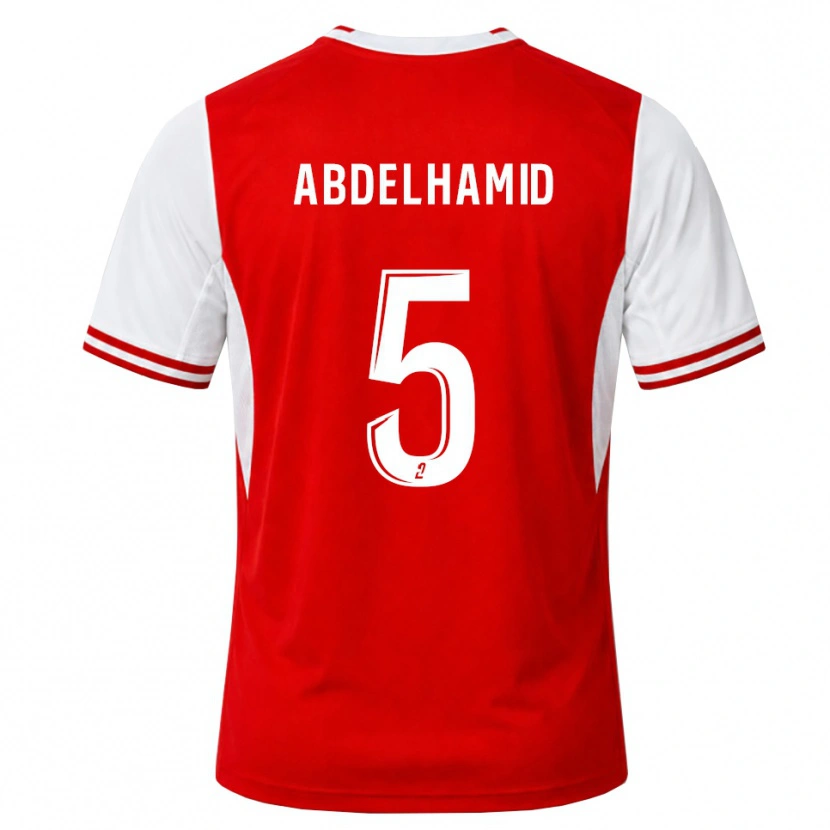 Danxen Dames Yunis Abdelhamid #5 Rood Wit Thuisshirt Thuistenue 2026/27 T-Shirt België