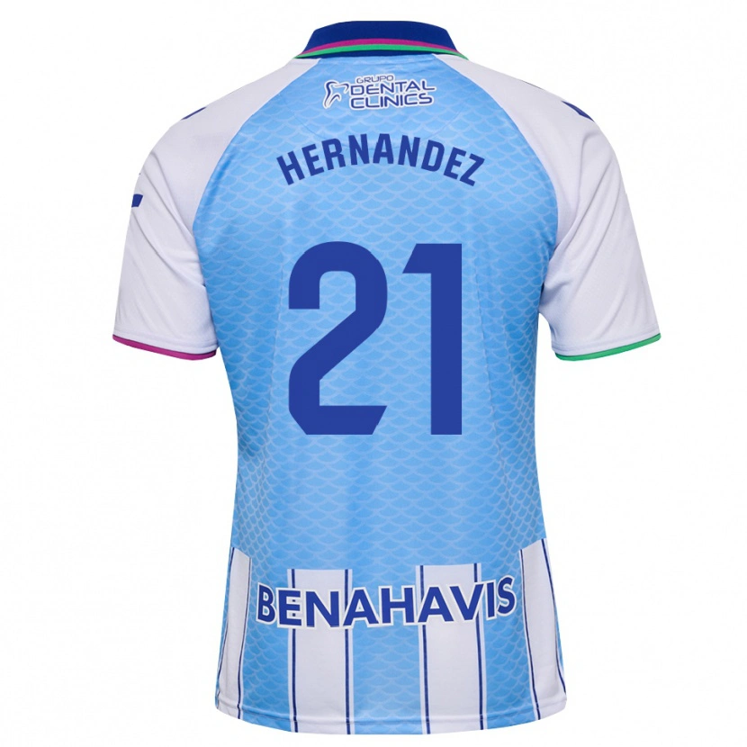 Danxen Dames Juan Hernández #21 Diep Hemelsblauw Wit Thuisshirt Thuistenue 2026/27 T-Shirt België