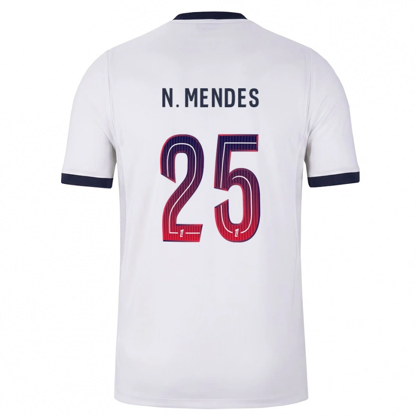 Danxen Dames Nuno Mendes #25 Wit Zwart Rood Uitshirt Uittenue 2026/27 T-Shirt België