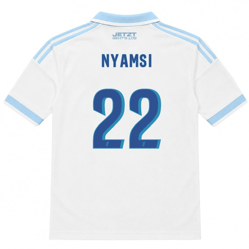 Danxen Dames Gerzino Nyamsi #22 Licht Hemelsblauw Wit Rood Uitshirt Uittenue 2026/27 T-Shirt België