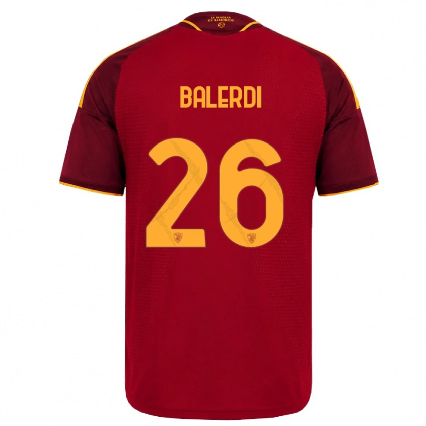 Danxen Kinderen Leonardo Balerdi #26 Rood Gouden Geel Thuisshirt Thuistenue 2026/27 T-Shirt België