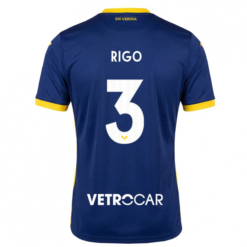 Danxen Kinderen Mattia Rigo #3 Koninklijk Blauw Geel Wit Thuisshirt Thuistenue 2026/27 T-Shirt België