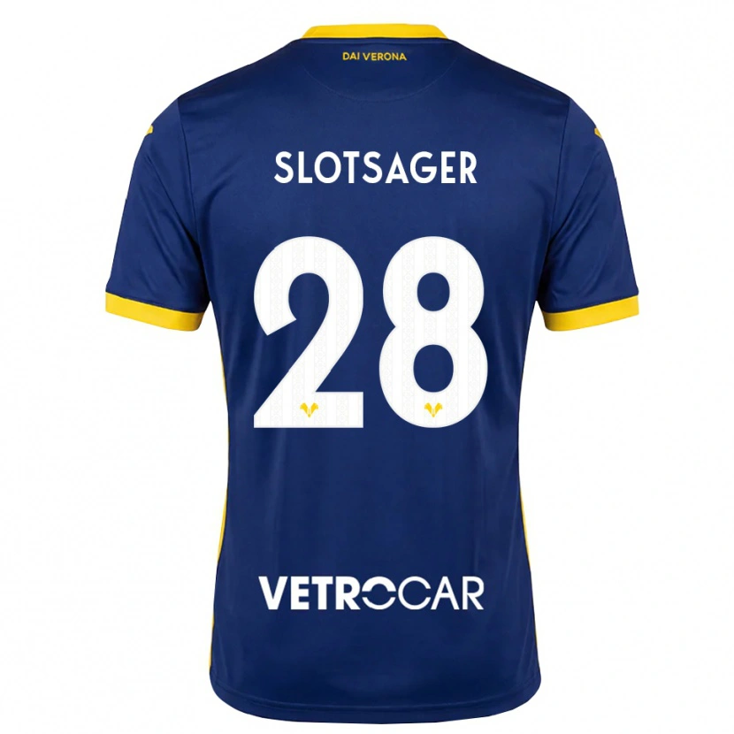 Danxen Kinderen Tobias Slotsager #28 Koninklijk Blauw Geel Wit Thuisshirt Thuistenue 2026/27 T-Shirt België