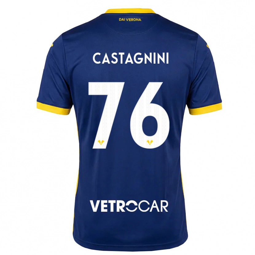 Danxen Kinderen Mirko Castagnini #76 Koninklijk Blauw Geel Wit Thuisshirt Thuistenue 2026/27 T-Shirt België