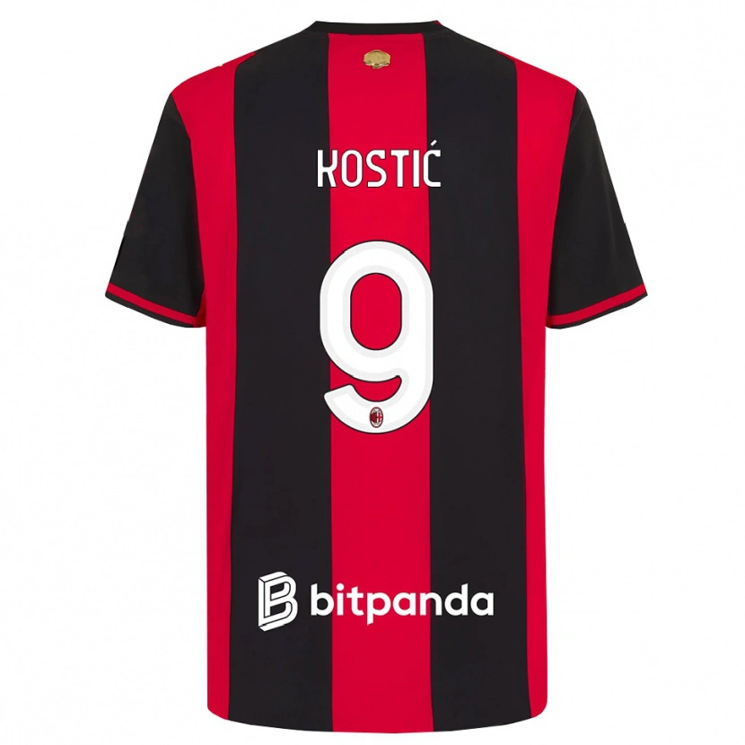 Danxen Kinderen Andrej Kostić #9 Rood Zwart Wit Thuisshirt Thuistenue 2026/27 T-Shirt België