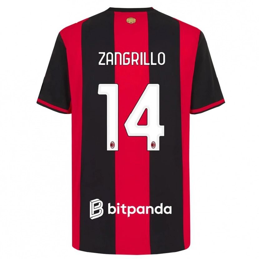Danxen Kinderen Giacomo Zangrillo #14 Rood Zwart Wit Thuisshirt Thuistenue 2026/27 T-Shirt België