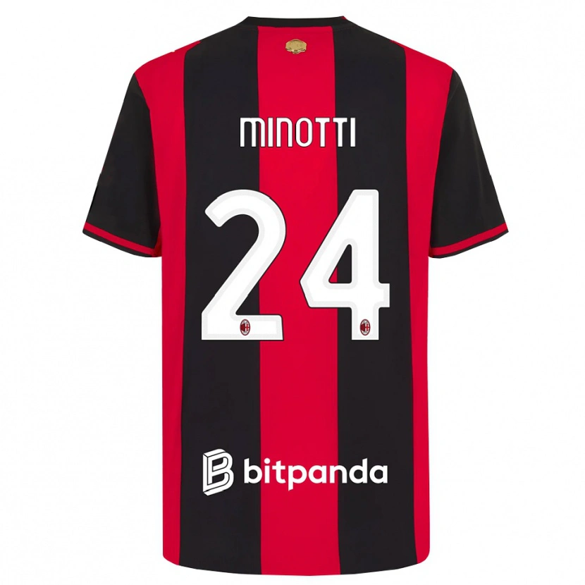 Danxen Kinderen Gabriele Minotti #24 Rood Zwart Wit Thuisshirt Thuistenue 2026/27 T-Shirt België