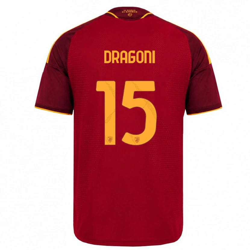 Danxen Kinderen Giulia Dragoni #15 Rood Gouden Geel Thuisshirt Thuistenue 2026/27 T-Shirt België